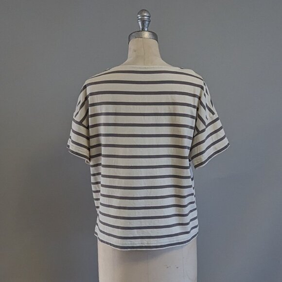 Muji Cotton Short Sleeve Striped Breton Boxy Fit Size XS/S - Picture 4 of 7